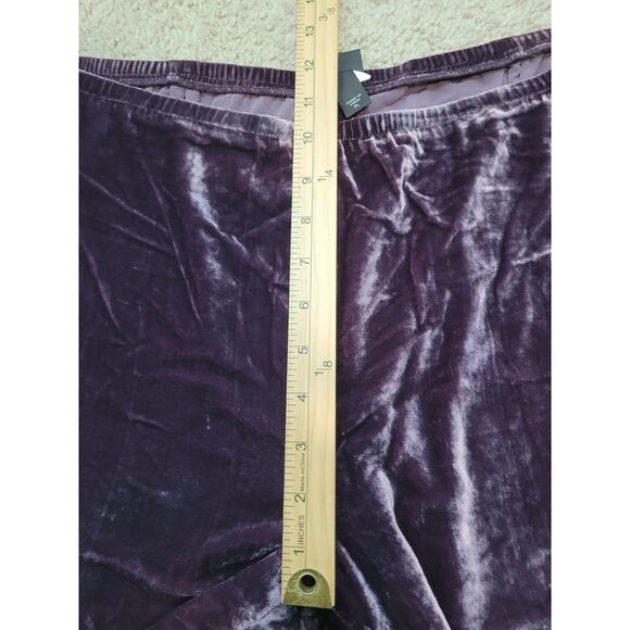 Eileen Fisher Crushed Velvet Wide Leg Pant Purple Silk Blend Petite Large Hemmed - Picture 6 of 10